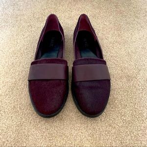 Vince Mason Burgundy Calf Hair Slip On Shoes